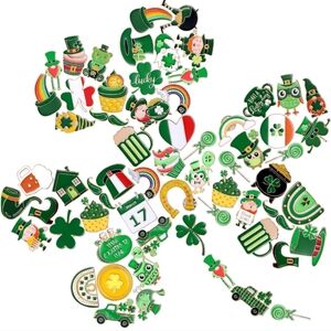 100 Pcs St. Patrick's Day Enamel Pins Bulk for Women Girls Shamrock Lapel Pins B